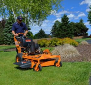 Stand on Mower in Action